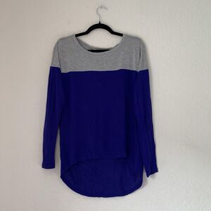 Zenana Outfitters Top Women S Gray Blue Colorblock Soft Stretch‎ Coastal Boho
